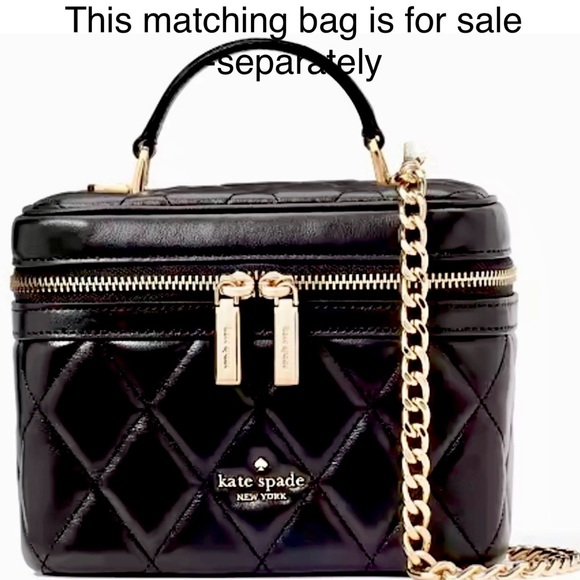 kate spade Leather zip top KeyRing/Card Holder Carey Quilted Black NWT - Picture 10 of 10